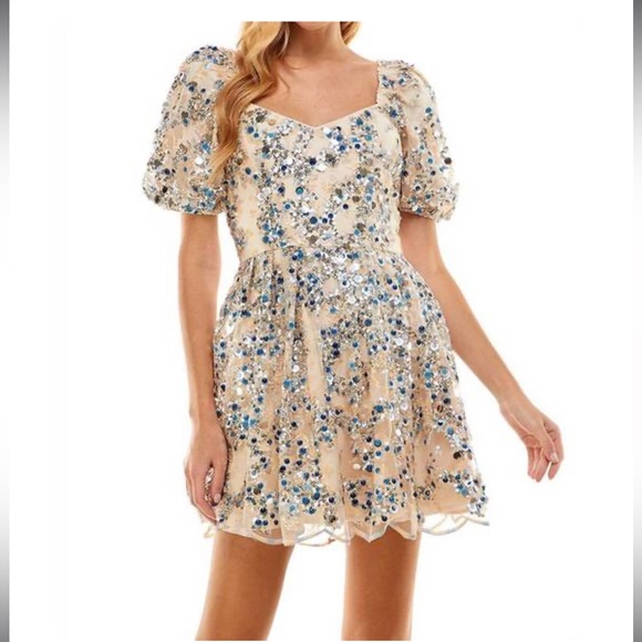 Gold Sequin Babydoll Dress - Picture 5 of 5